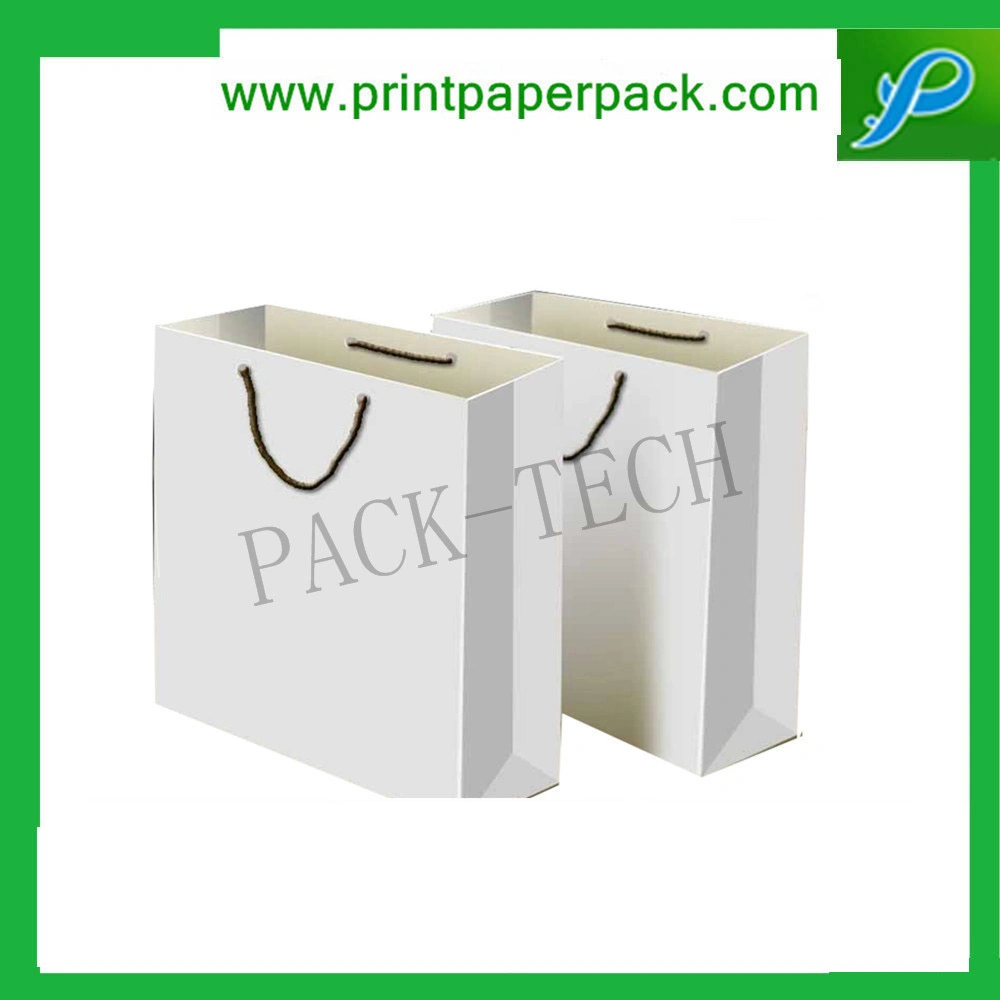 High Quanlity Solid Whole White Flat Handle Paper Carrier Bag