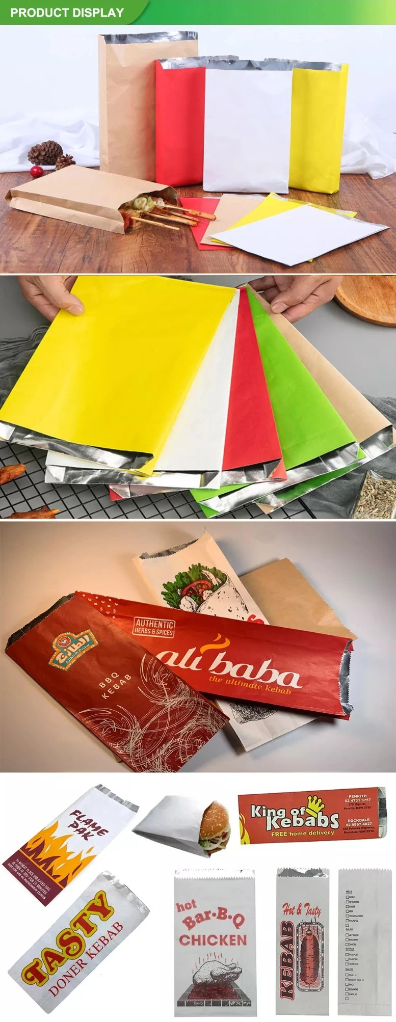 Fries Pinch Bottom Lined Paper Kebab Bag Aluminum Foil Cooking Bags