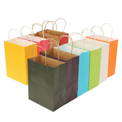 リサイクル可能なパーティーバッグハンドルクラフト紙ギフトバッグショップ戦利品ショッピングバッグジッパーレスファッション卸売女性のための
